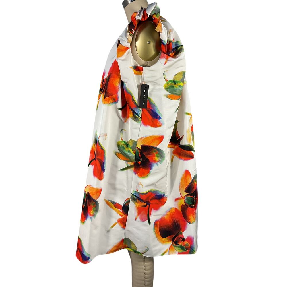 Alexander Mcqueen Gathered White Orchid Print Faille Mini Dress Size IT 40 / US - Picture 4 of 6